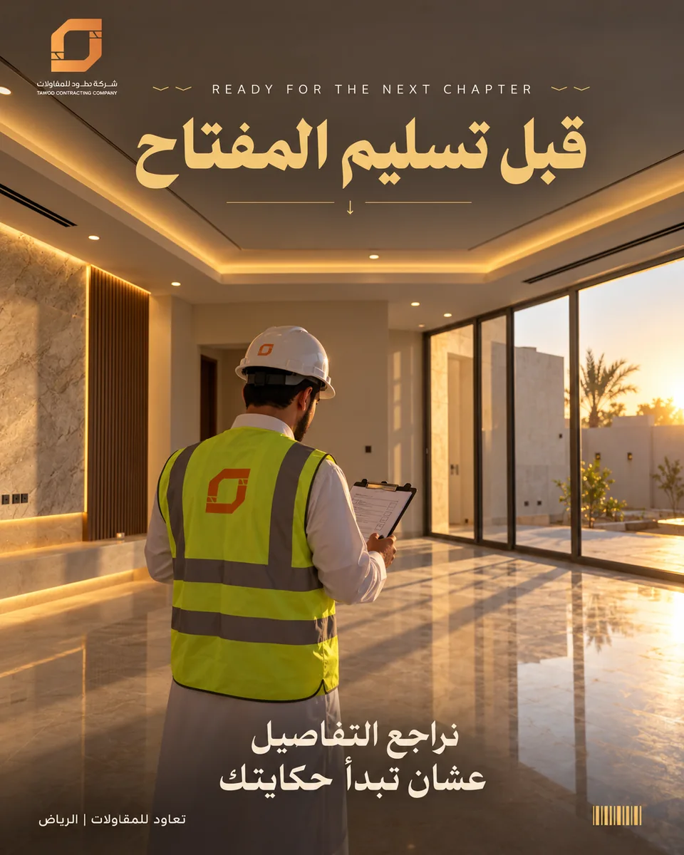 تصميم تعاود «قبل تسليم المفتاح» لمراجعة التشطيبات والتفاصيل قبل استلام الفيلا